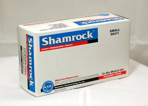 100 Pieces - Latex Disposable Gloves Powder Free Small SHAMROCK 60411